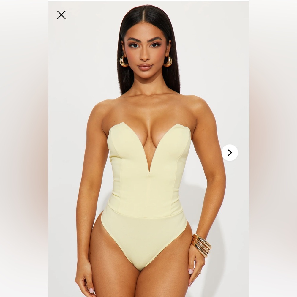 Pastel yellow Strapless Bodysuit